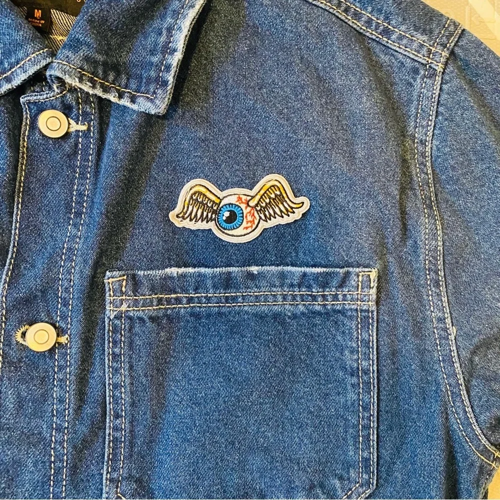 Von Dutch vintage retro embroidered denim shirt jacket Medium